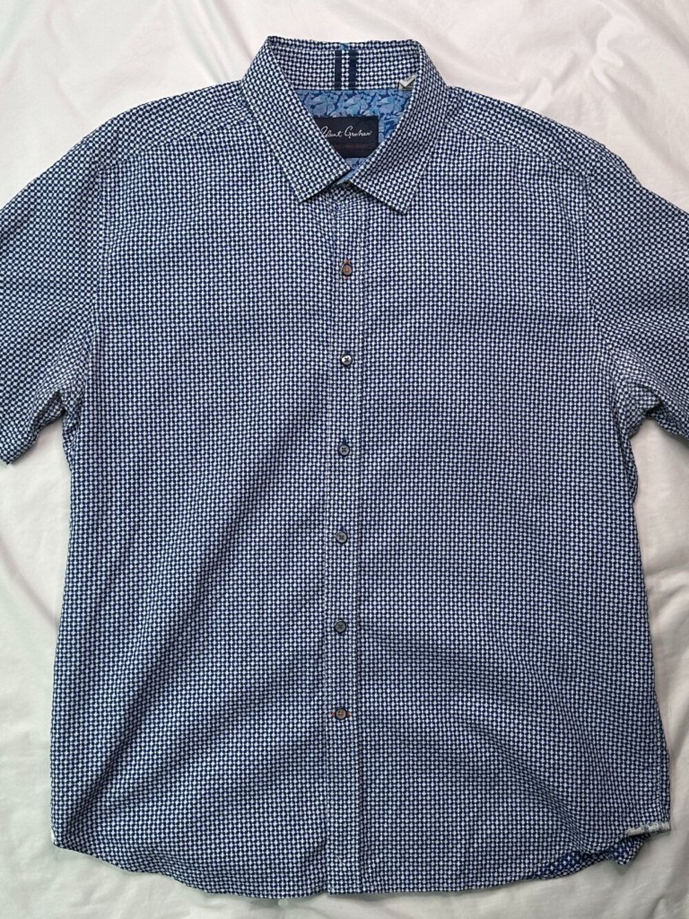 Robert Graham Shirt Mens 2XL Blue Modern Americana Tailored Fit Geometric AOP